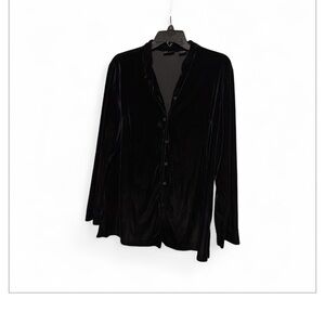 Laura Scott Vintage Black Velvet Button-Up Blazer – Size XL